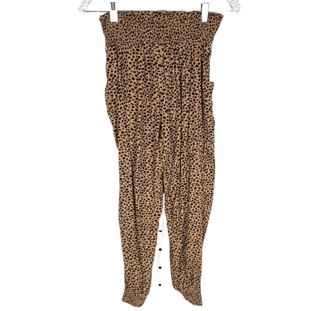 Aerie XS P Leopard Smocked Waist Boho Harem Pants Tassel‎ Festival Indie Sleaze